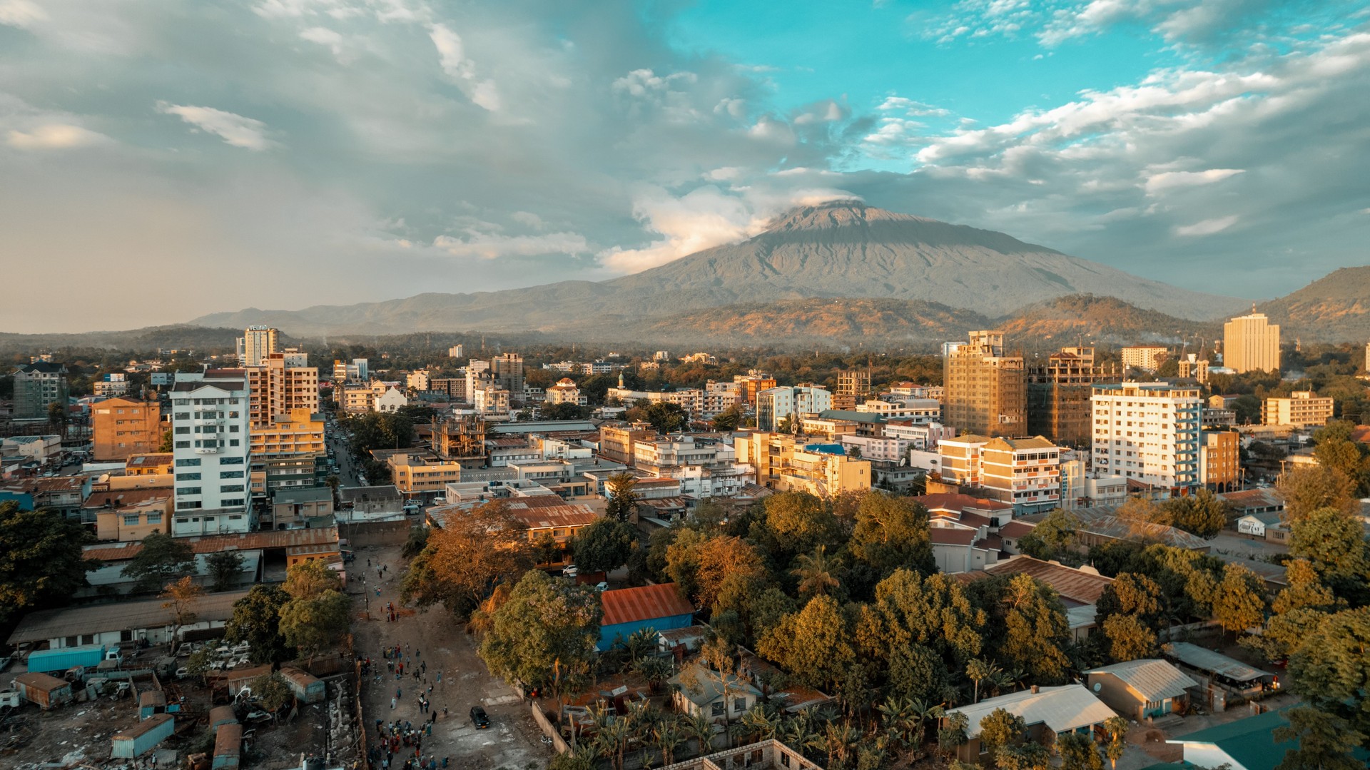 Aerial view of aru meru region in Arusha